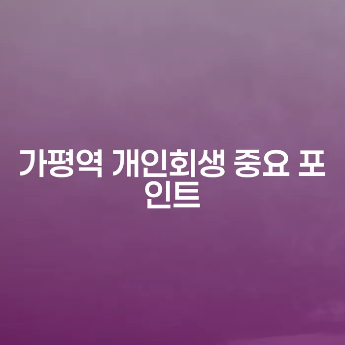 가평역 개인회생 중요 포인트